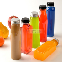 280ml 10 oz food grade disposable clear plastic PET empty milk tea beverage round bottle with PP cap juice packaging