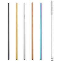Metal 18/10 Stainless steel Straws set with Brush Tips Reusable
