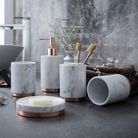 Marble Effect Ceramic Bathroom Accessories Set with Metal Base