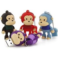 Novelty custom Monkey Shape 16GB USB 2.0 Flash Drive with Keychain Cute Animal Pen Drive Thumb Drive Memory Sticks