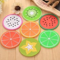 Custom Lovely Fruit Shape Plate Mat, PVC Rubber Cup Mat Coasters for Kids