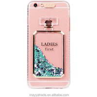 3D Perfume Bottle Design Dynamic Glitter Liquid Quicksand Flexible Protective Phone Case for iPhone 8 8Plus