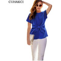 Chiffon Short Sleeve Bow Blouse