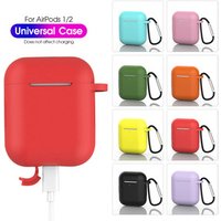 Silicone AirPod Case Cover 1 2 Compatible Wireless Charging Case LED Visible with Carabiner