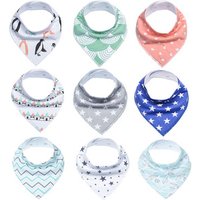 9 Piece 100% Cotton Bandana Drool Bibs Set
