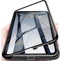 Slim Fit Tempered Glass Case Cover Metal Bumper Magnetic Adsorption phone Cover For iPhone X 8 7 magnetic phone case