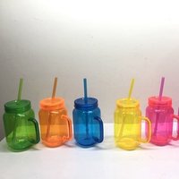20OZ PS Mason Jar Mugs with Handles and Straws