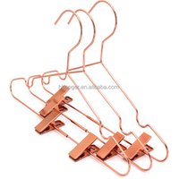 HH style rose gold copper wire metal pants trousers clothes hangers with clips