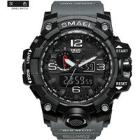 SMAEL 1545 Men Japan Quartz & Digital Watch Military Silicone Clock Luxury LED Display Sport Watches For Male