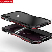 LUPHIE Bumper Case For iphone X 6 7 8 Plus XR XS MAX Double Color Blade Protective Metal Bumper Aluminium Armor Back Case
