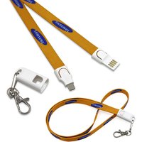 Hot Sale 2 in 1 Necklace Lanyard USB Data Cable Shenzhen Gift Logo Custom Fabric Braided Micro USB C Charging Cable With Hook