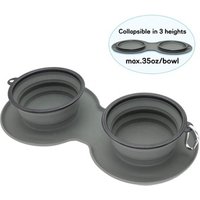 New Collapsible Dog Bowl, Double Silicone Pet Bowl, Portable Foldable Travel Bowls with Aluminum Carabiner Clip
