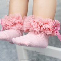 Lace Bow Ruffled Cotton Socks