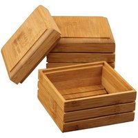 Bamboo Soap Dish Holder Lid Drain