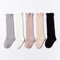 Senhao New Product Lines Baby Knee High Girl Socks Best Selling Items Solid Color Cotton kids Socks.