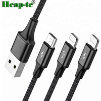 3in1 USB Cable for iPhone X 8 7 6 Cable Micro USB Type C for Samsung S9 S8 Fast Charging Cable 3A Charger Cord