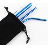 Reusable Stocked Colored Stainless Steel Metal Drinking Straws set of 4