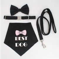 Black and White Wedding Dog Bandana Bow Collar