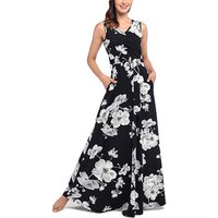 Hot Sale In Stock New Summer Stylish Elegant Flower Pattern Women Long Maxi Dress