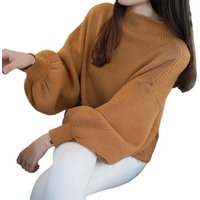 Loose Batwing Lantern Sleeve Pullover Sweater