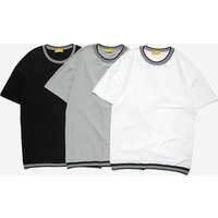 Striped Rib Short Sleeved Casual T Shirt