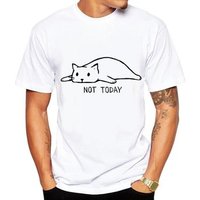 Not Today Lazy Cat Printed T Shirt