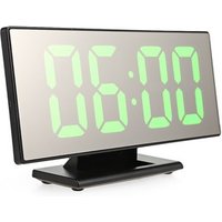 Digital Mirror Surface Alarm Clock With Large LED Display USB Port For Bedroom