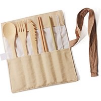 7 Piece Portable Bamboo Cutlery Set Travel