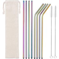 8 Pcs Reusable Stainless Steel Drinking Colorful Straws For 20oz 30oz Tumblers