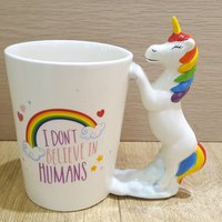 Cuteness 3D Rainbow Horse Unicorn Ceramic Coffee Mug Cups for Funny Christmas gift