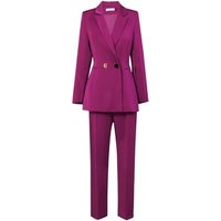 Striped Short Sleeve Blazer Skirt Suit