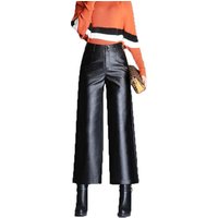 PU Leather High Waist Wide Leg Trousers