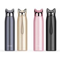 300ml 11oz Double Wall Thermos Bottle Stainless Steel Vacuum Flasks Cute Cat Fox Ear Thermal Coffee Tea Milk Travel Mug