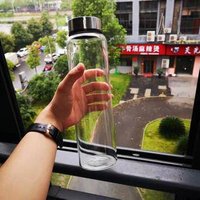 Wide Mouth Borosilicate Glass Water Bottle