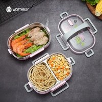 WORTHBUY Japanese Microwave School Leakproof Bento Box Portable Kids Lunch Box Stainless Steel Plastics Food Storage Container