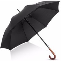 25inch 210T pongee windproof auto open straight umbrella curved wooden handle