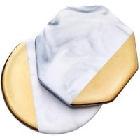Household gold round hexagon stone marble coasters for coffee cup