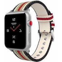 FLS381011 New Products Nylon and Leather For Apple Watch Band, 38mm 42mm Watch Strap For Apple