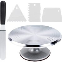 12" Cake Turntable,Rotating Cake Stand with Icing Spatula and Comb Icing Smoother