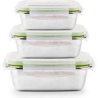 Set of 3 Leakproof Stainless Steel Lunch Containers | BPA Free Food Storage Containers with Airtight Lids
