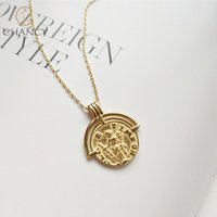 Hot sale coin pendant gold 925 sterling silver chain necklace