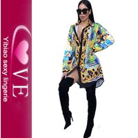 Vintage Print Loose Blouse Top