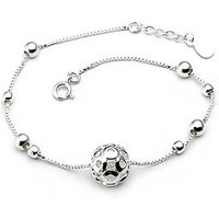 925 Sterling Silver ball charm bracelet , silver chain bracelet