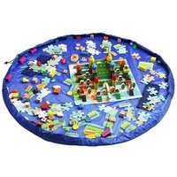 Toy Storage Bag Portable Waterproof Kids Lego Storage Drawstring Organizer 150CM 60Inch Kids Play Mat(Blue)