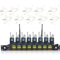 OK-8 Professional 8 Channels PLL UHF Wireless Microphone System with Bodypack Headset Microfones