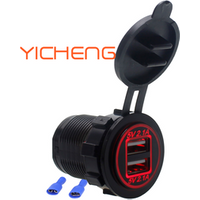 Dual 2 Port LED Light 4.2A Socket Power Outlet Motorcycle USB Mobile Phone Charger for Marine Bus Car Truck