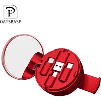 2019 New Makeup Mirror Mini Portable 3 in 1 Retractable Mobile Charger USB Cable For iPhone For Android Type C