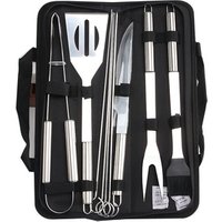 High quality multifunction portable outdoor barbecue fork knife kit set 18pcs aluminum case bbq grill tool