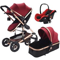 Hot sale 3 in 1 baby stroller with PU wheels /carrycot and carseat