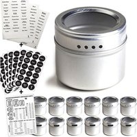 12 Magnetic Spice Tins 2 Types of Spice Labels 12 Round Storage Spice Rack Set With 126 Chalkboard Stickers
